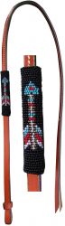 Showman 4ft Leather over & under whip with arrow design beaded overlay